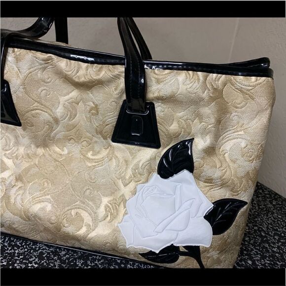 Vintage Gold & Black Rose Square Tote - Picture 2 of 11
